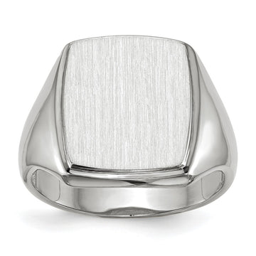 14k White Gold 13.0x15.0mm Rectangle Open Back Mens Signet Ring