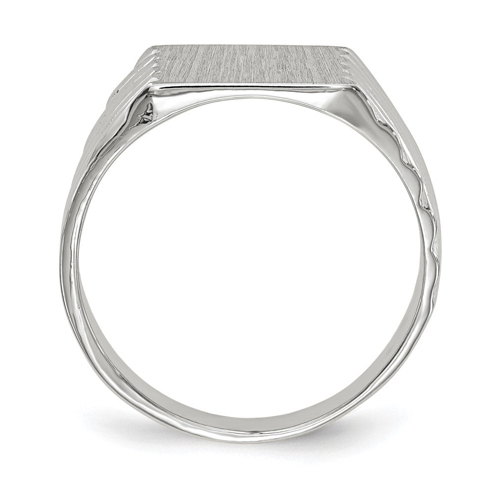 Gold Polished Grooved Closed Back Signet Ring