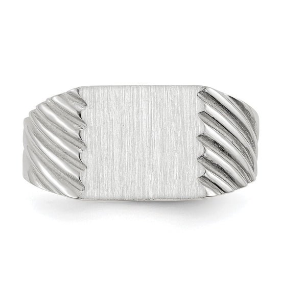 Gold Polished Grooved Closed Back Signet Ring