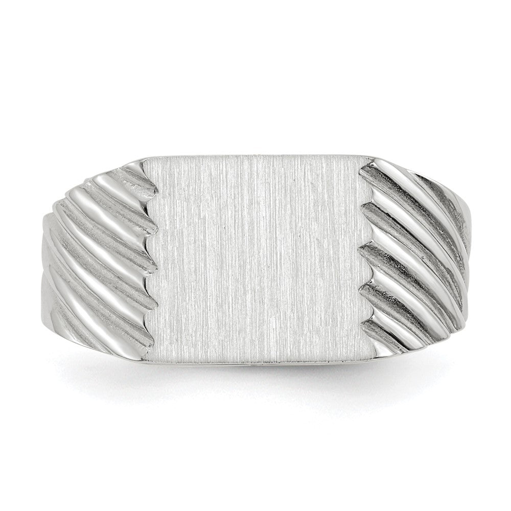 Gold Polished Grooved Closed Back Signet Ring