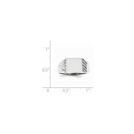 Gold Polished Grooved Closed Back Signet Ring