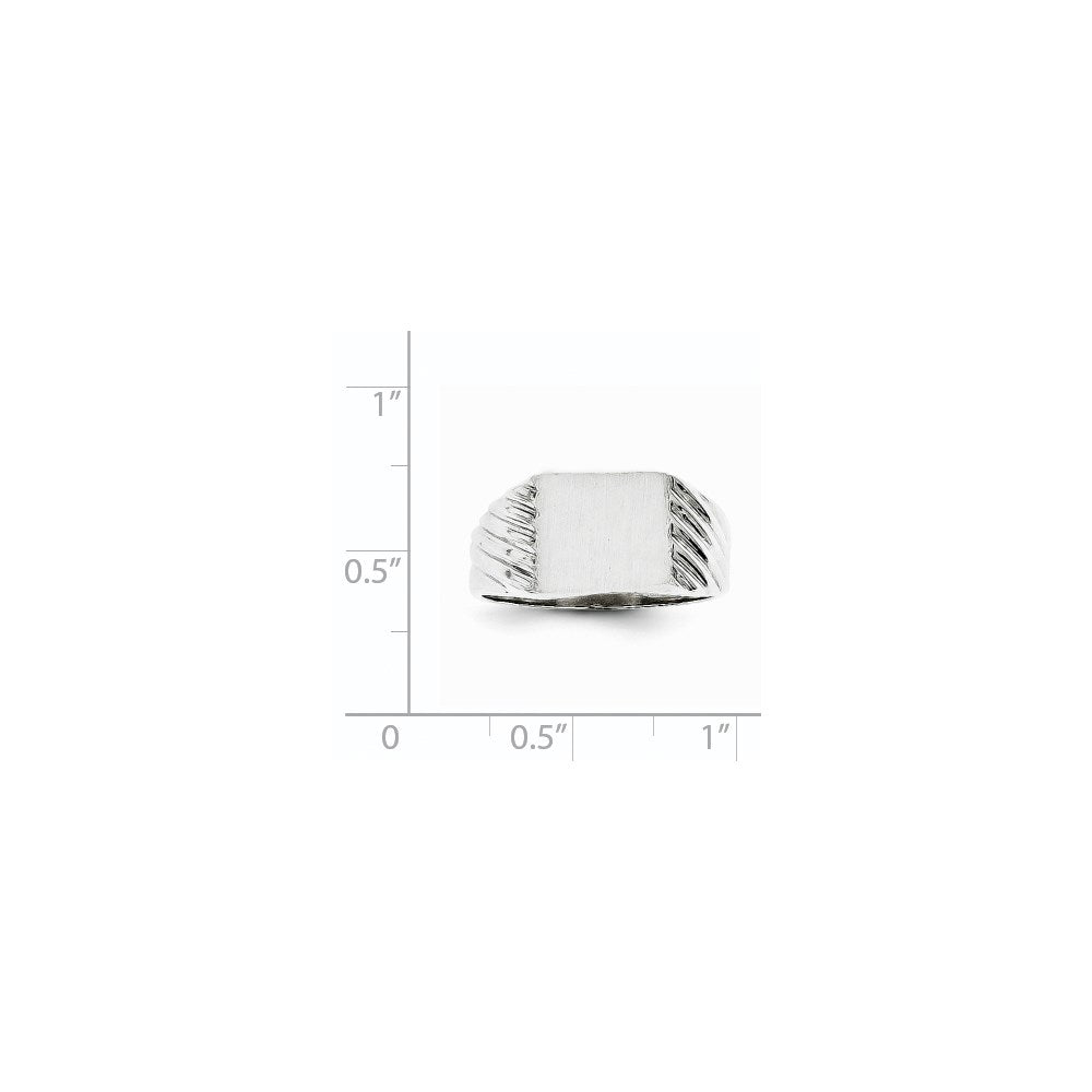 Gold Polished Grooved Closed Back Signet Ring