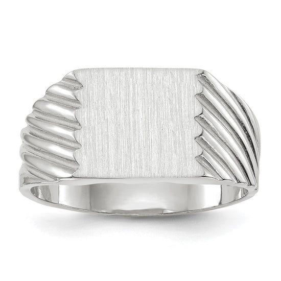 Gold Polished Grooved Closed Back Signet Ring