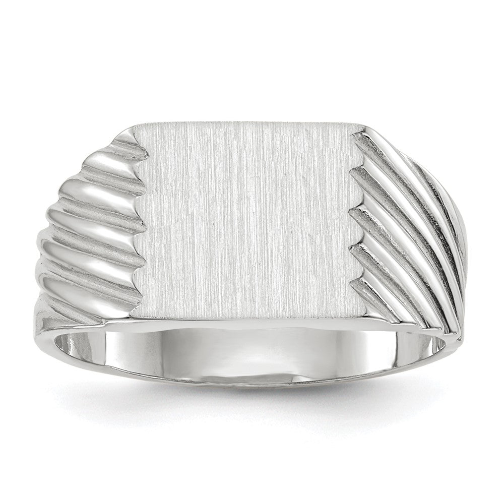 Gold Polished Grooved Closed Back Signet Ring