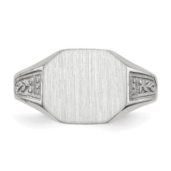 Gold Polished Textured Signet Ring
