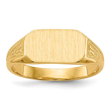 14k 8.5x5.0mm Closed Back Childs Signet Ring