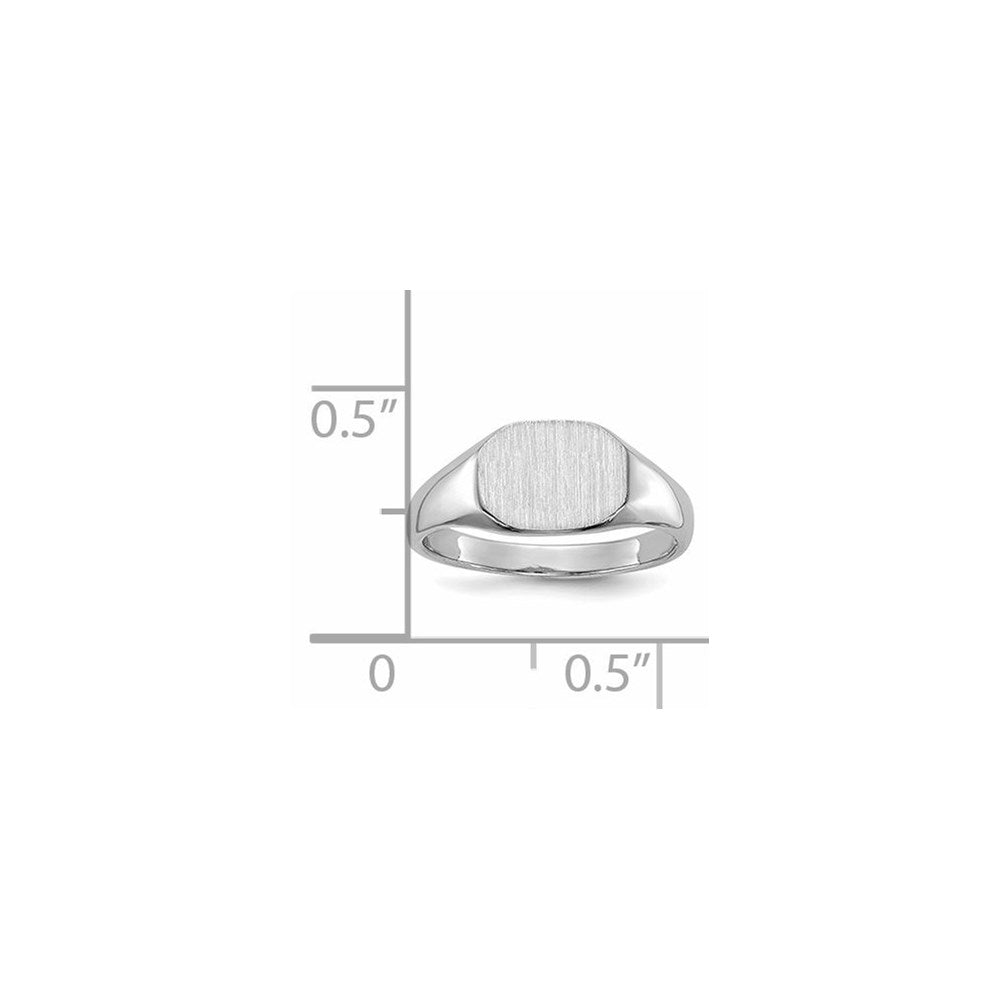 14k White Gold 8.0x6.5mm Open Back Child's Signet Ring