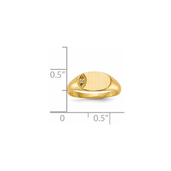 14k Child's AA Diamond Closed Back Signet Ring
