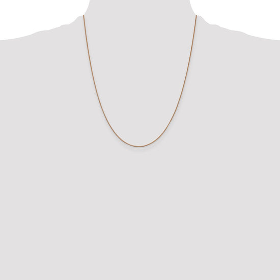 14K Rose Gold 22 inch .7mm Box Link with Lobster Clasp Chain