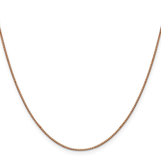14K Rose Gold 22 inch .9mm Box Link with Lobster Clasp Chain