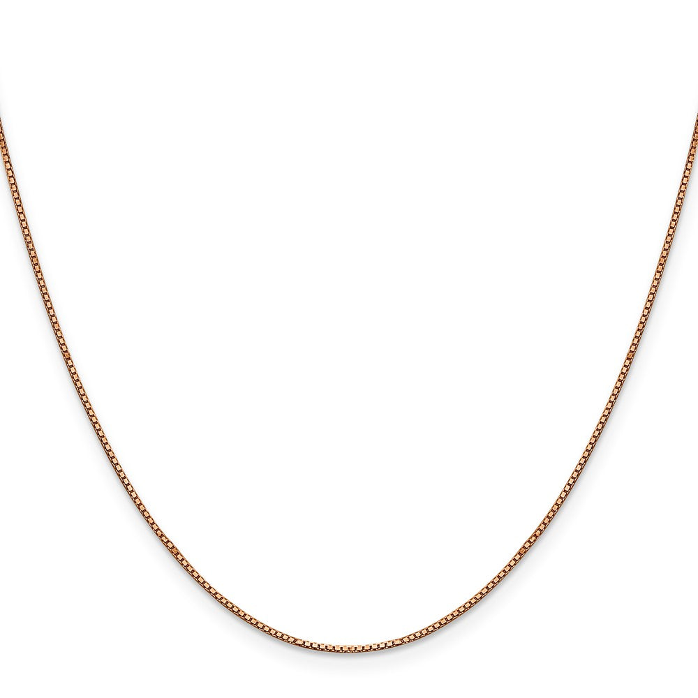 14K Rose Gold 22 inch .9mm Box Link with Lobster Clasp Chain