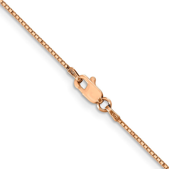 14K Rose Gold 22 inch .9mm Box Link with Lobster Clasp Chain
