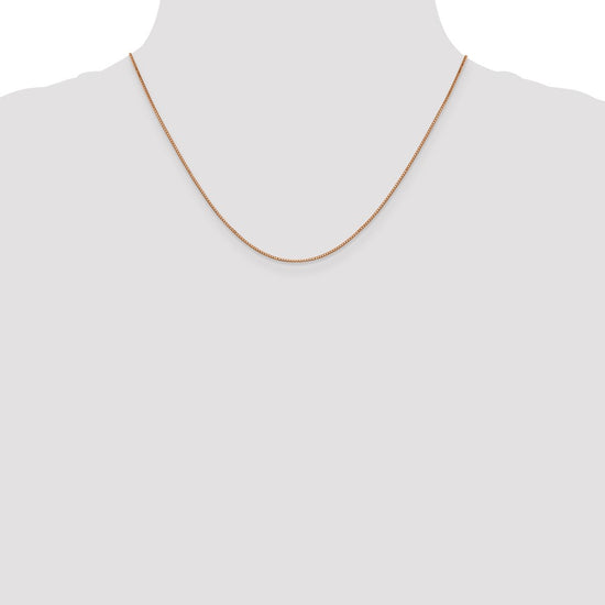 14K Rose Gold 18 inch .9mm Box Link with Lobster Clasp Chain