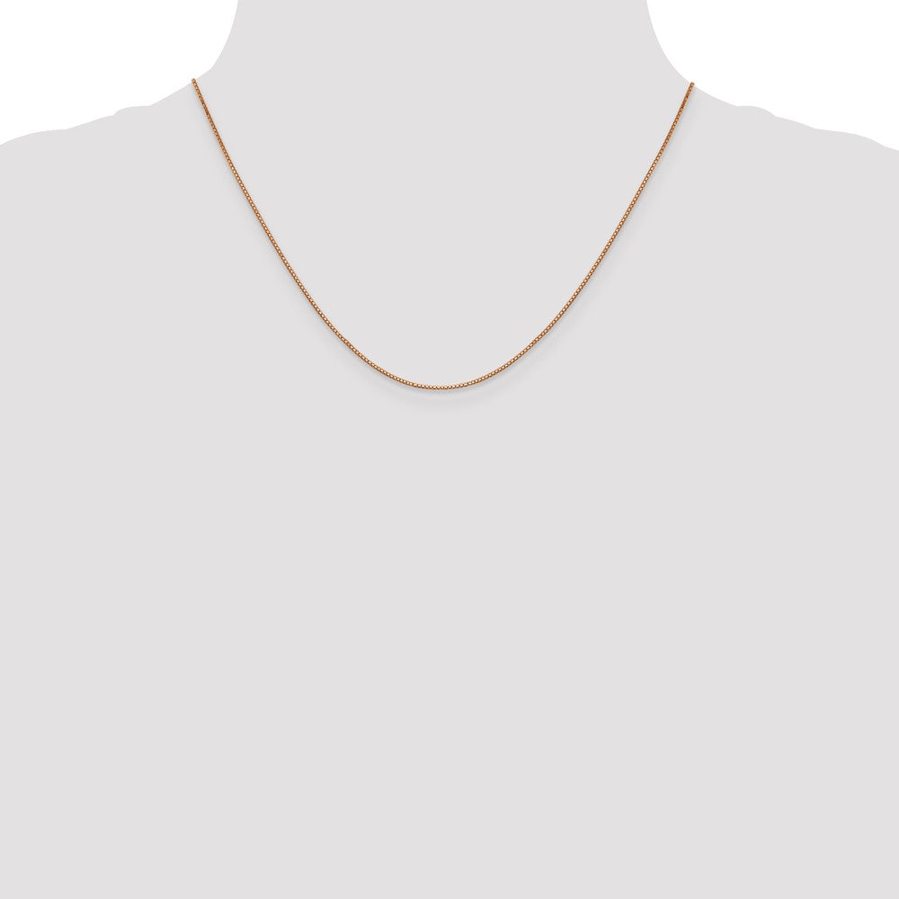 14K Rose Gold 18 inch .9mm Box Link with Lobster Clasp Chain