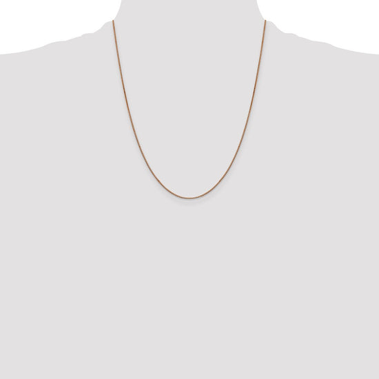14K Rose Gold 22 inch .9mm Box Link with Lobster Clasp Chain