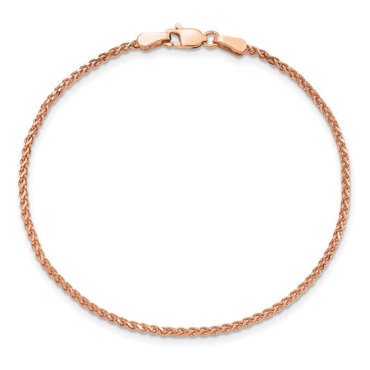 14K Rose Gold 7 inch 1.7mm Diamond-cut Spiga with Lobster Clasp Bracelet