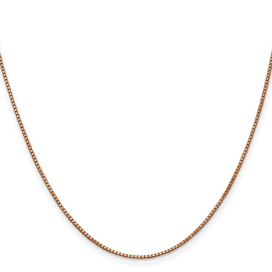 14K Rose Gold 22 inch 1mm Box Link with Lobster Clasp Chain