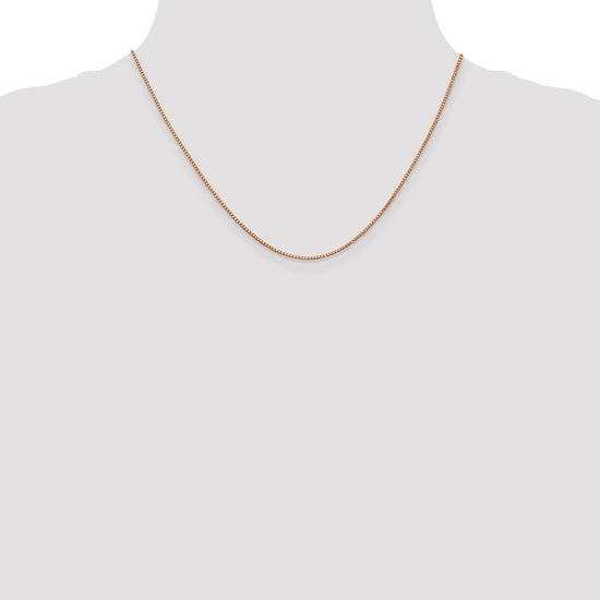 14K Rose Gold 18 inch 1mm Box Link with Lobster Clasp Chain