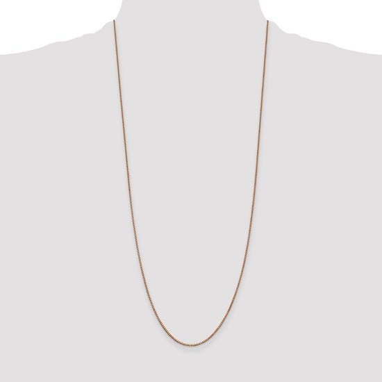 14K Rose Gold 30 inch 1mm Box Link with Lobster Clasp Chain