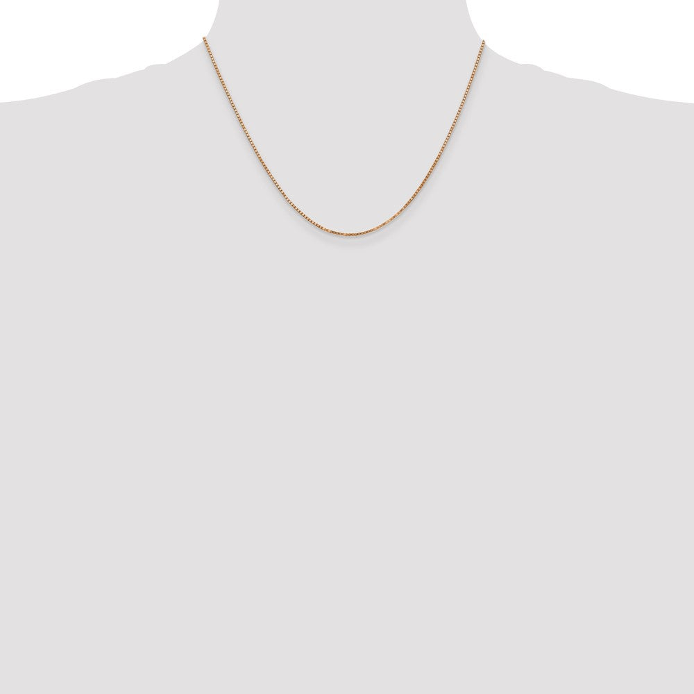 14K Rose Gold 18 inch 1.3mm Box Link with Lobster Clasp Chain