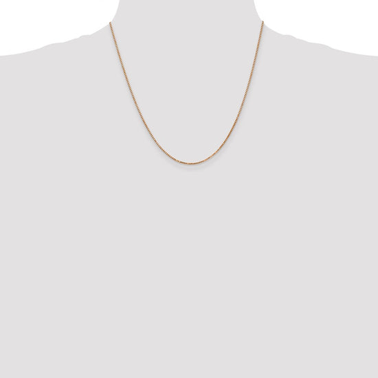 14K Rose Gold 20 inch 1.3mm Box Link with Lobster Clasp Chain