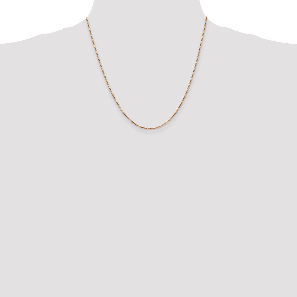 14K Rose Gold 20 inch 1.3mm Box Link with Lobster Clasp Chain