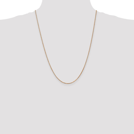 14K Rose Gold 24 inch 1.3mm Box Link with Lobster Clasp Chain