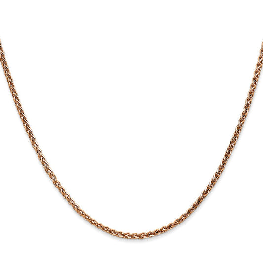 14K Rose Gold 20 inch 2.1mm Diamond-cut Spiga with Lobster Clasp Chain
