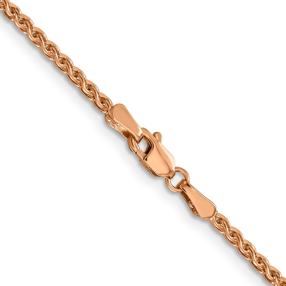 14K Rose Gold 18 inch 2.1mm Diamond-cut Spiga with Lobster Clasp Chain