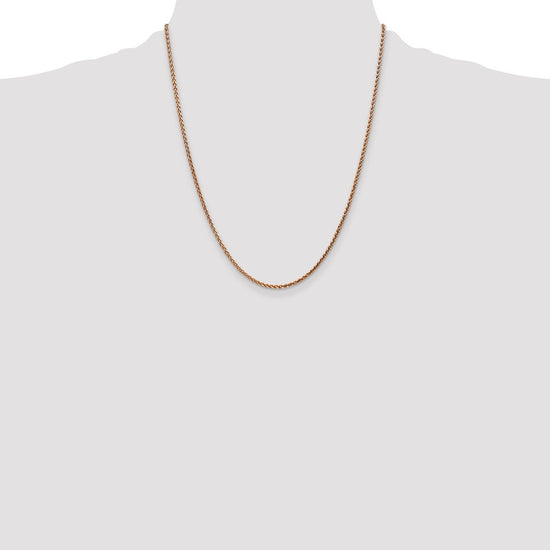 14K Rose Gold 22 inch 2.1mm Diamond-cut Spiga with Lobster Clasp Chain