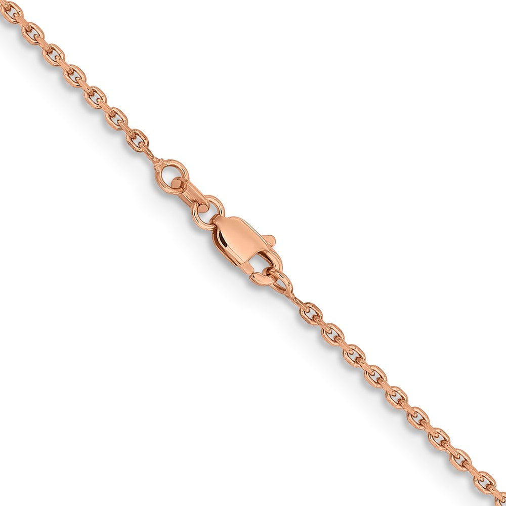 14K Rose Gold 24 inch 1.8mm Diamond-cut Cable with Lobster Clasp Chain