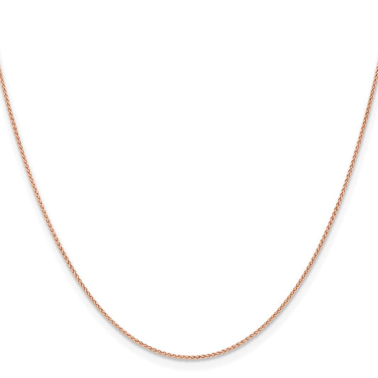 14K Rose Gold 30 inch 1mm Solid Polished Spiga with Lobster Clasp Chain