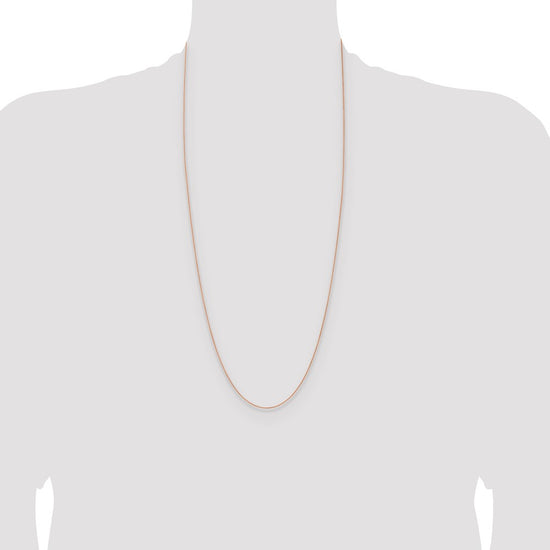 14K Rose Gold 30 inch 1mm Solid Polished Spiga with Lobster Clasp Chain