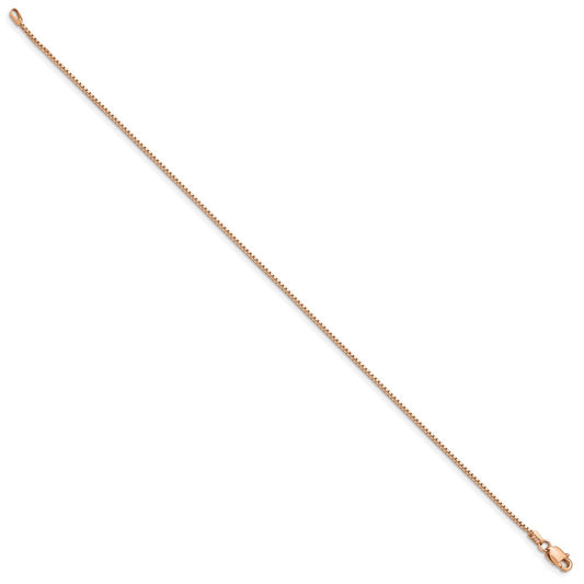 14K Rose Gold 7 inch .95mm Box Link with Lobster Clasp Bracelet