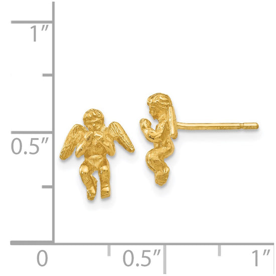 14k Polished Diamond-Cut Angel Post Earrings
