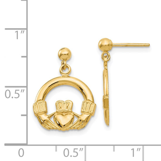14k Claddagh Dangle Post Earrings