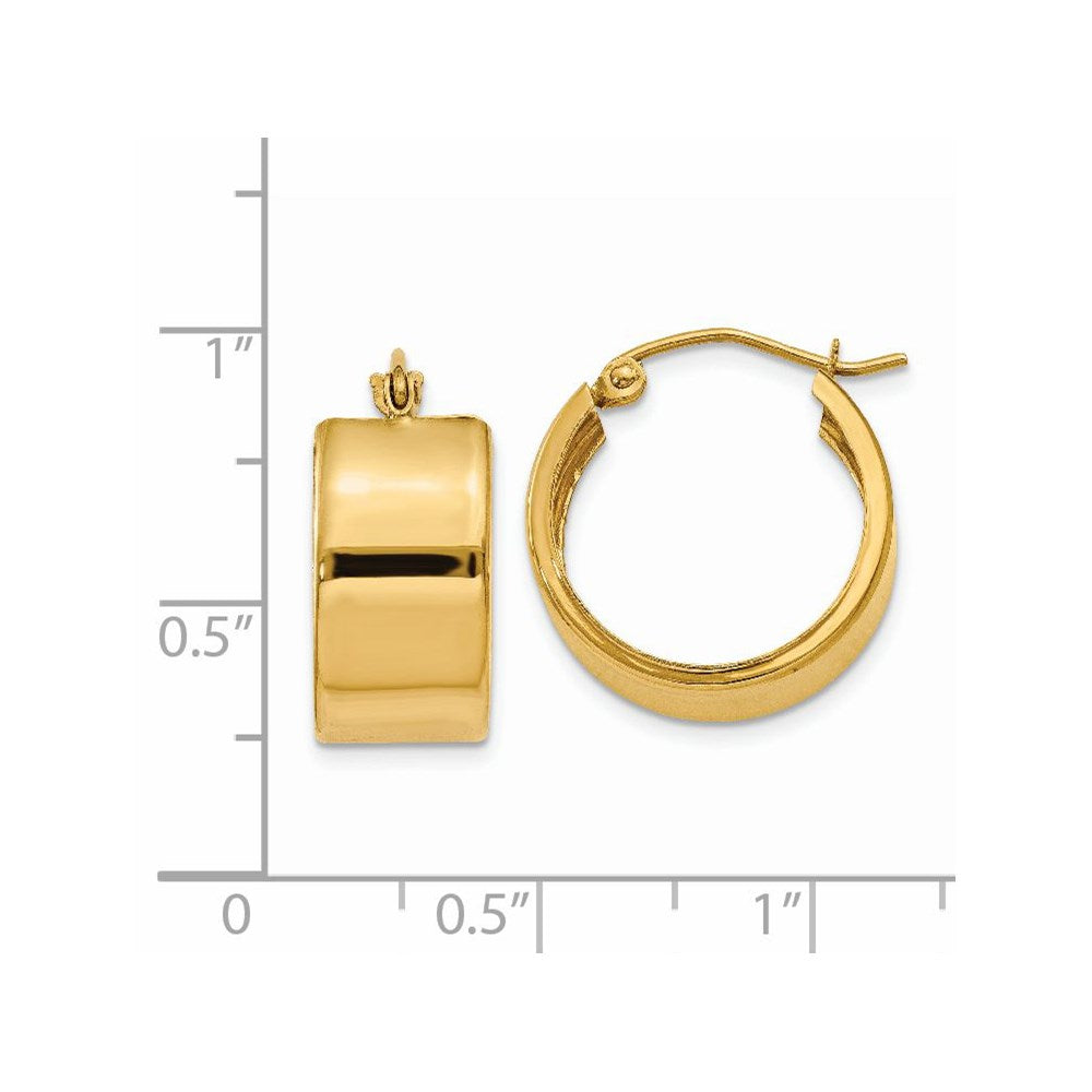 14K 8.25x16mm Polished Hoop Earrings