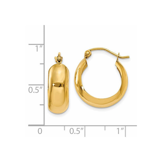 14K 7x19mm Polished Hoop Earrings