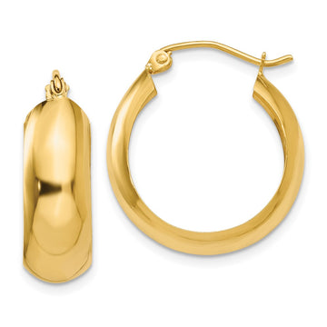 14K 7x21mm Polished Hoop Earrings