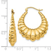 14k Polished Scalloped Hollow Hoop Earrings