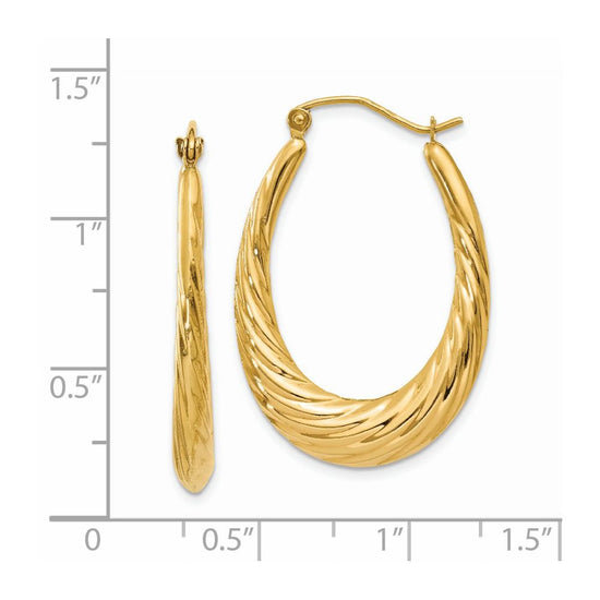 Gold Twisted Oval Hoop Earrings