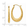 14k Polished Twisted Oval Hollow Hoop Earrings