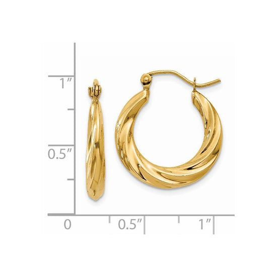 14k Polished Twisted Hollow Hoop Earrings