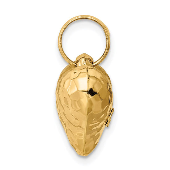 Gold Polished and Hammered 3D Heart Pendant