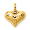 Gold Polished and Hammered 3D Heart Pendant