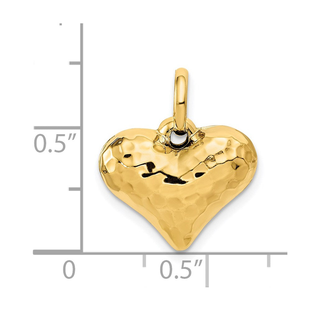 Gold Polished and Hammered 3D Heart Pendant