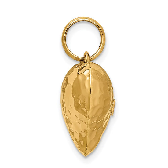Gold Polished and Hammered 3D Heart Pendant