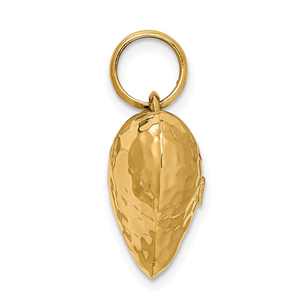 Gold Polished and Hammered 3D Heart Pendant