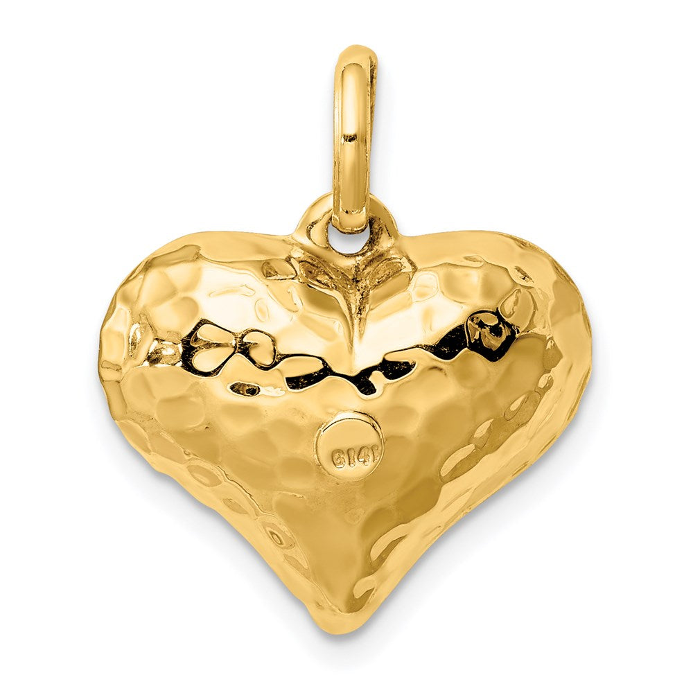 Gold Polished and Hammered 3D Heart Pendant