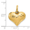 Gold Polished and Hammered 3D Heart Pendant